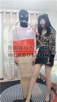 【露丝】胶带全包囚禁木乃伊/鞭打/丝袜+鞋塞嘴 JS240413-7